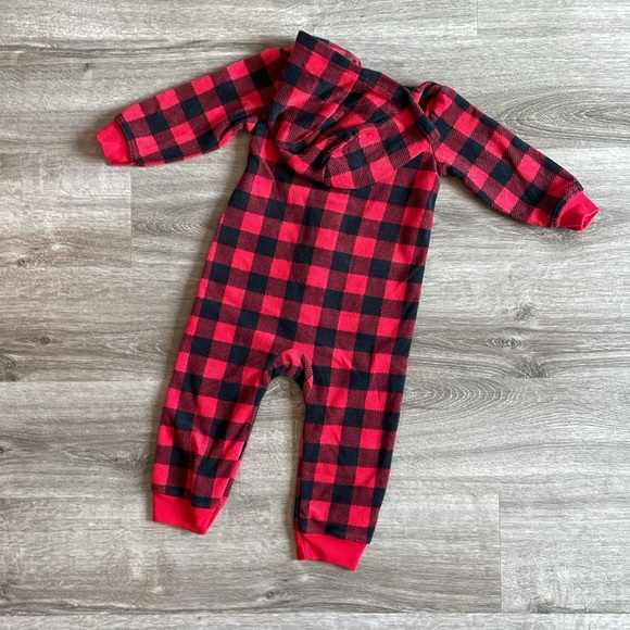 Carter's baby boys fleece zip up jumpsuit with hood - Picture 2 of 3